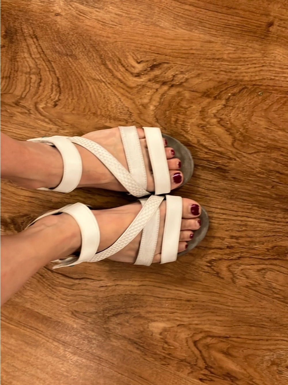 Women's White Strappy Sandals - Comfortable footflex 7 walking